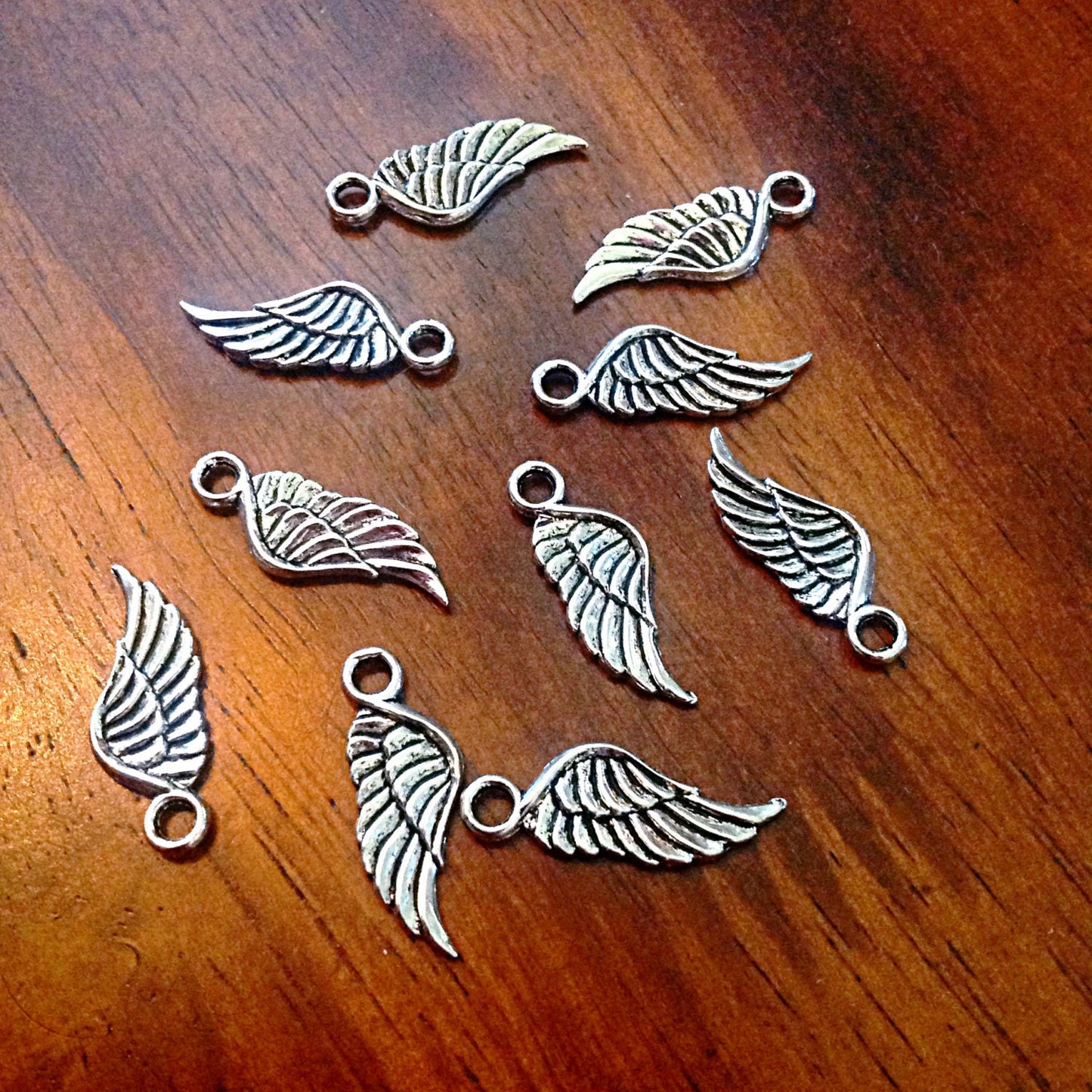 Bulk 50 Feather Charms, Antique Silver Wing, Double Sided Feather Charms, Silver Feather Charms, Craft and Jewelry Supplies, Findings