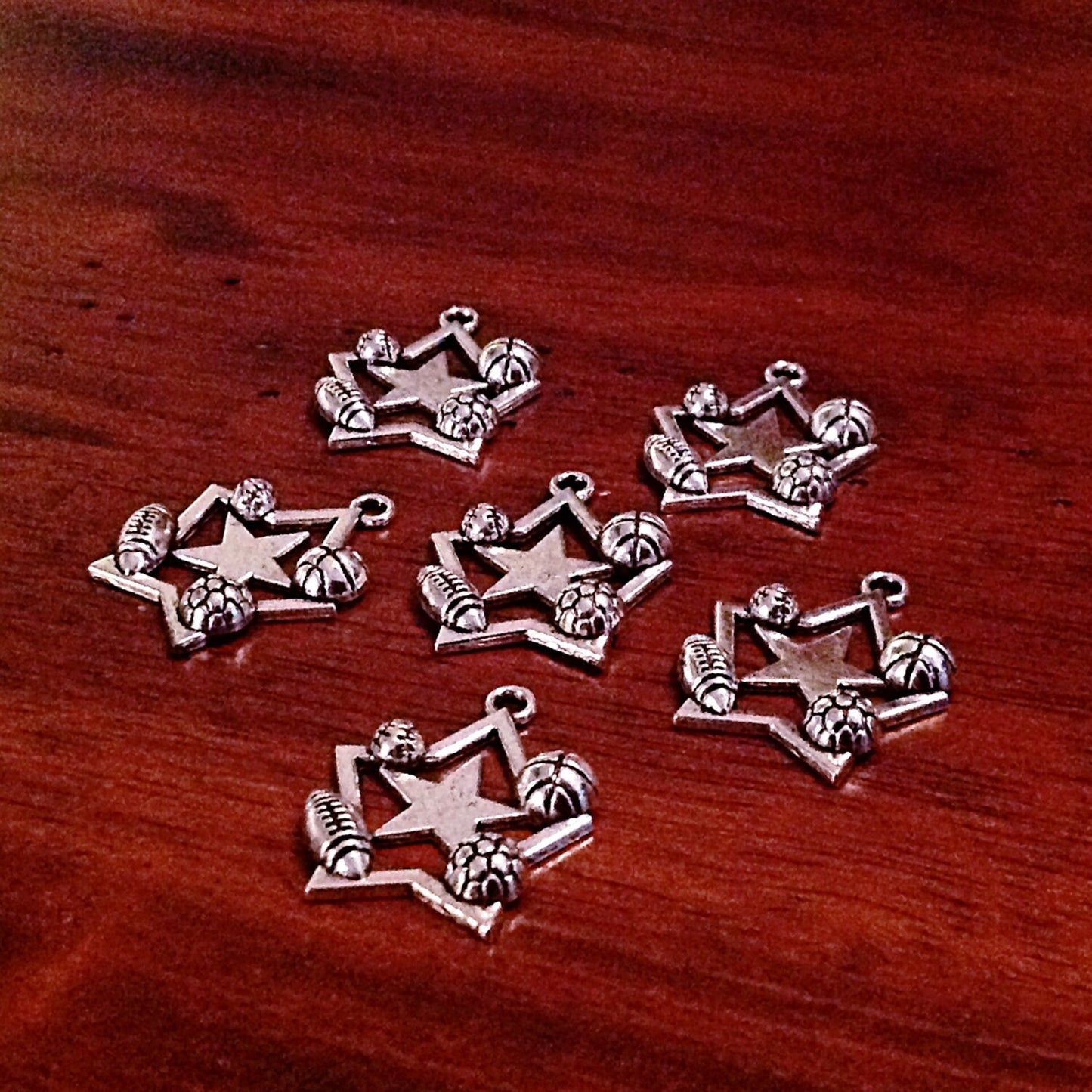 15 Football Charms, Antique Silver Charms, Sports Charms, Athlete Charms, Baseball Charms, Basketball Charms, Sports Charms, Findings