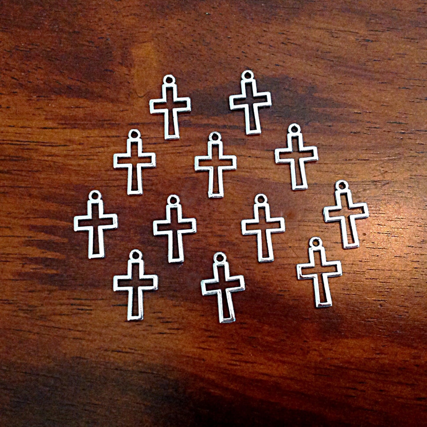 25pcs, Cross Charms, Inside Cross Charms, Antique Silver Charms, Silver Cross Charms, Silver Cross Pendants, Double Sided Cross, Findings