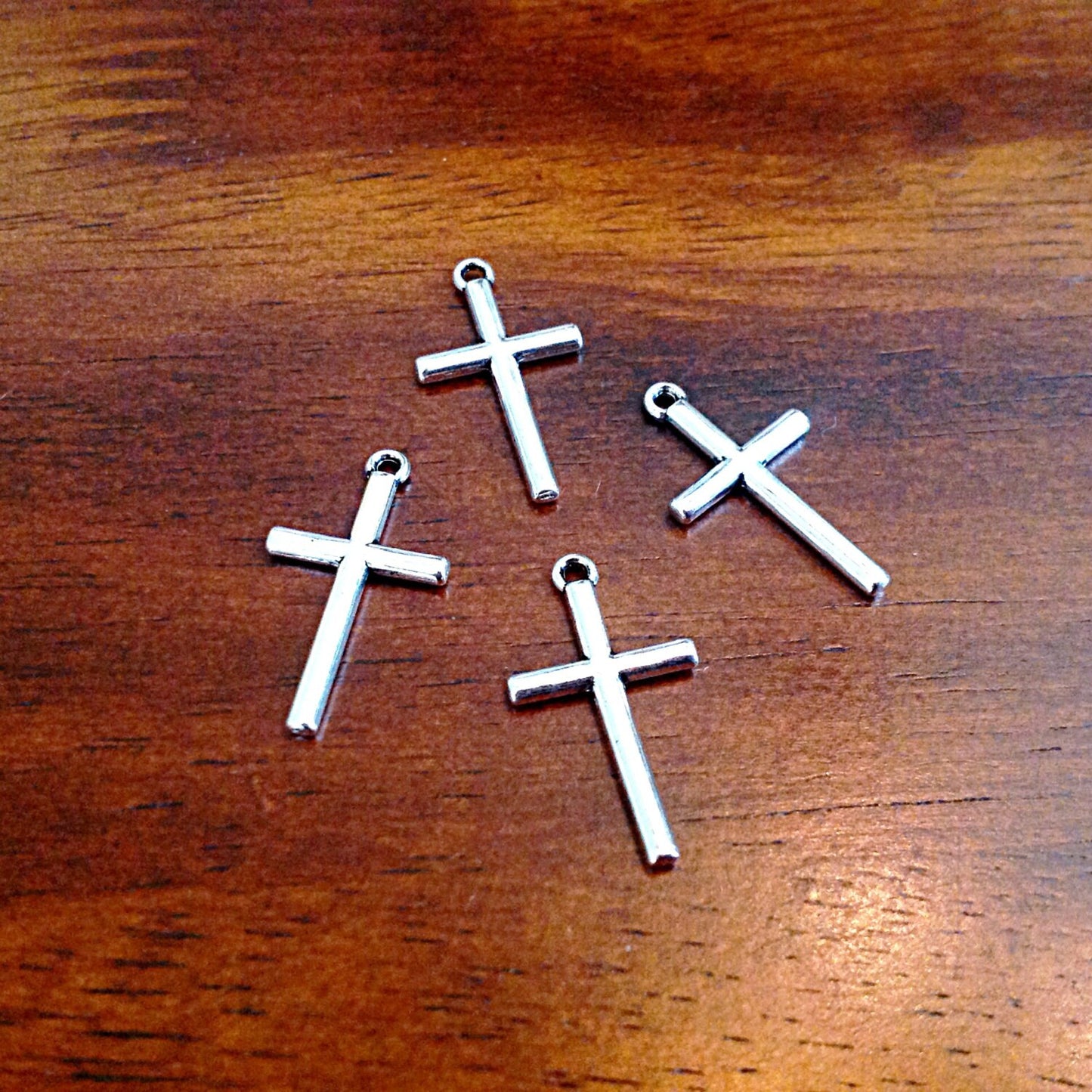 Bulk 25 Cross Charms, Antique Silver Charms, Silver Cross Pendants, Cross Charms, Double Sided Cross Charms, Findings and Jewelry Supplies