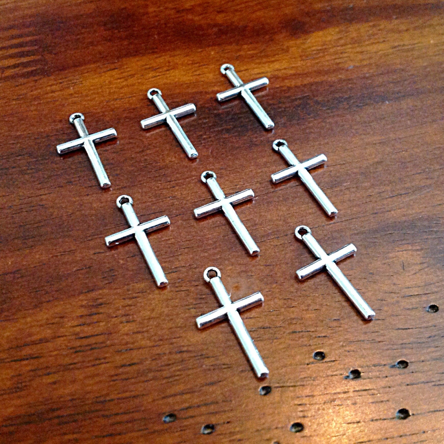 15pcs, Cross Charms, Antique Silver Charms, Silver Cross Pendants, Thin Cross Charms, Roasry Charms, Double Sided Cross Charms, Findings