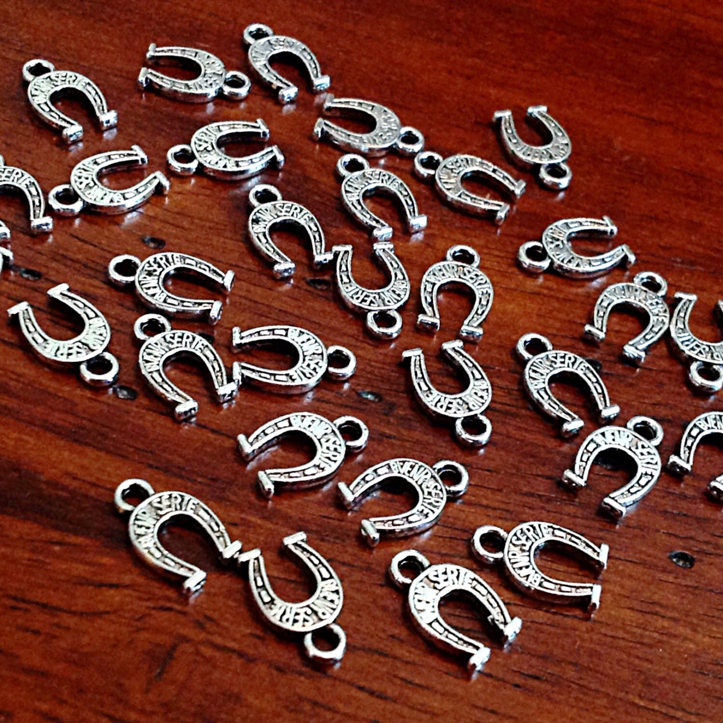 50pcs, Horseshoe Charms, Silver Horseshoe Charms, Antique Silver Charms, Lucky Charms, Tiny Horseshoe Charms, Good Luck Charms, BUENR SERIE