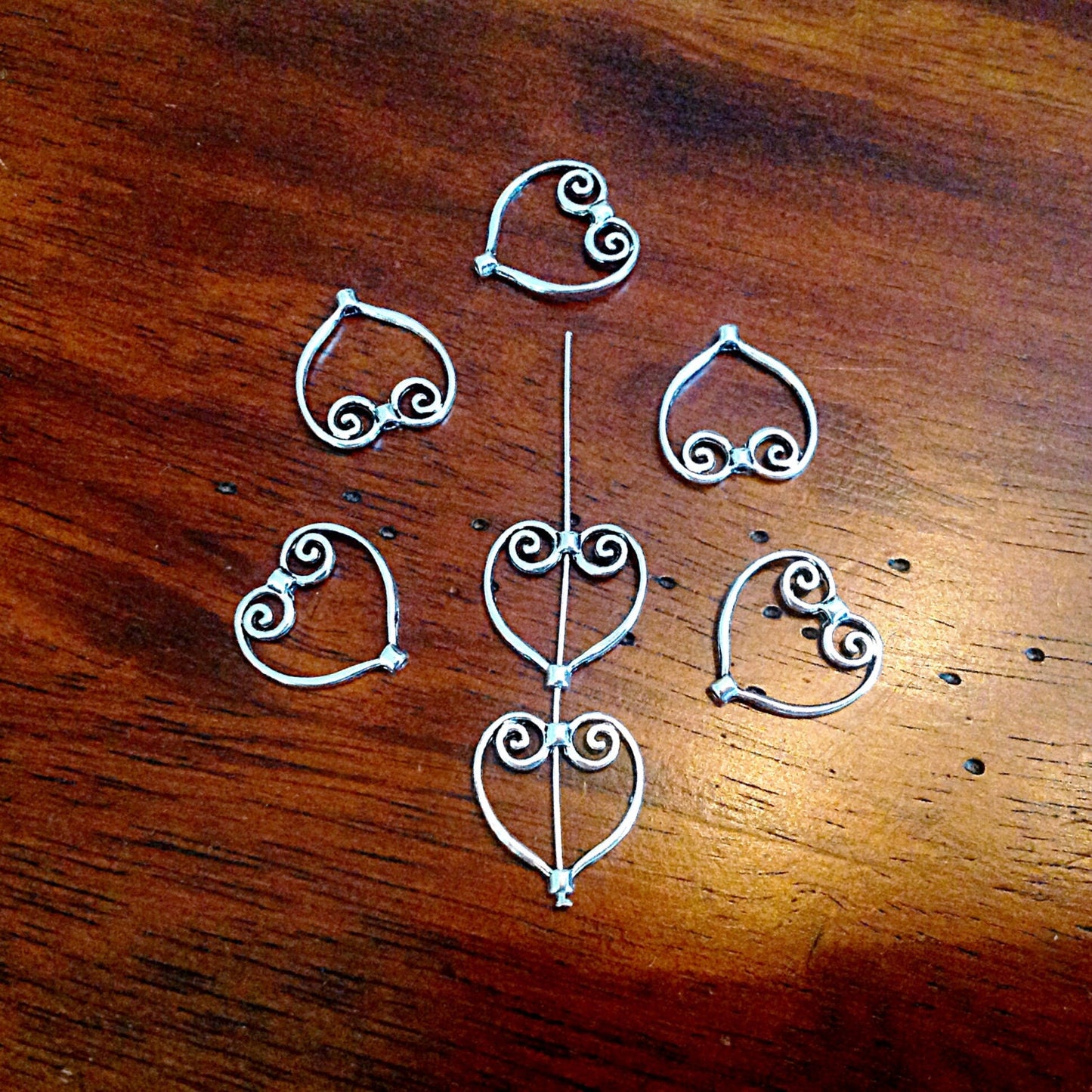 Bulk 15 Heart Charms, Antique Silver Charms, Silver Heart Connector Charms, Open Heart Connecter Charms, Craft and Jewelry Supplies
