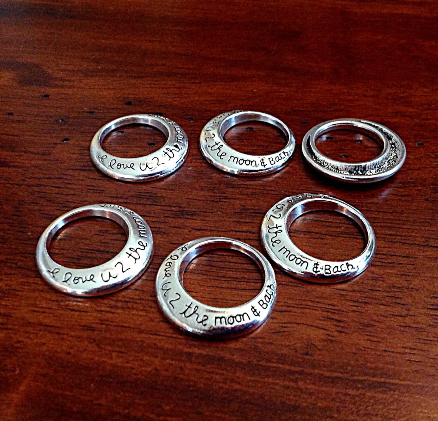 8pcs, Round Love Pendants, Silver I Love You Charms, I Love U 2 the Moon and Back Charms, Love Pendants, Jewelry Supplies, Findings