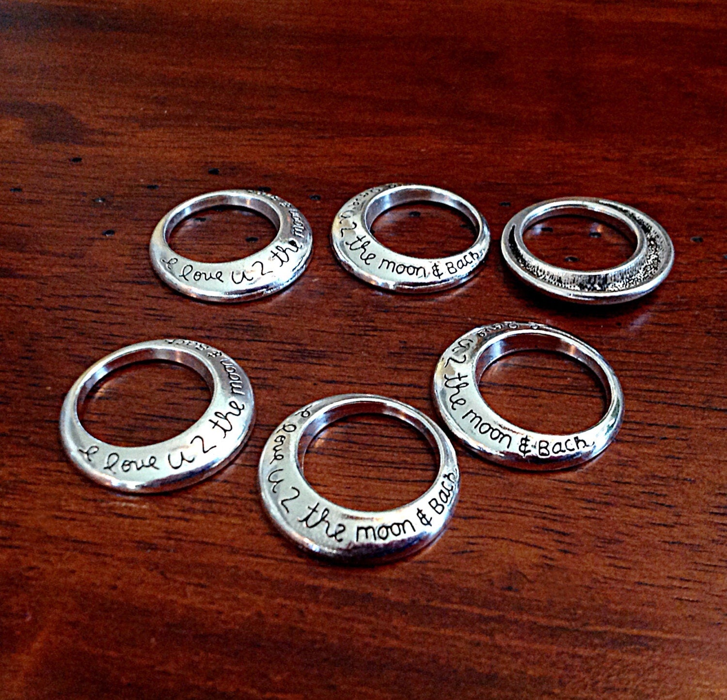 8pcs, Round Love Pendants, Silver I Love You Charms, I Love U 2 the Moon and Back Charms, Love Pendants, Jewelry Supplies, Findings