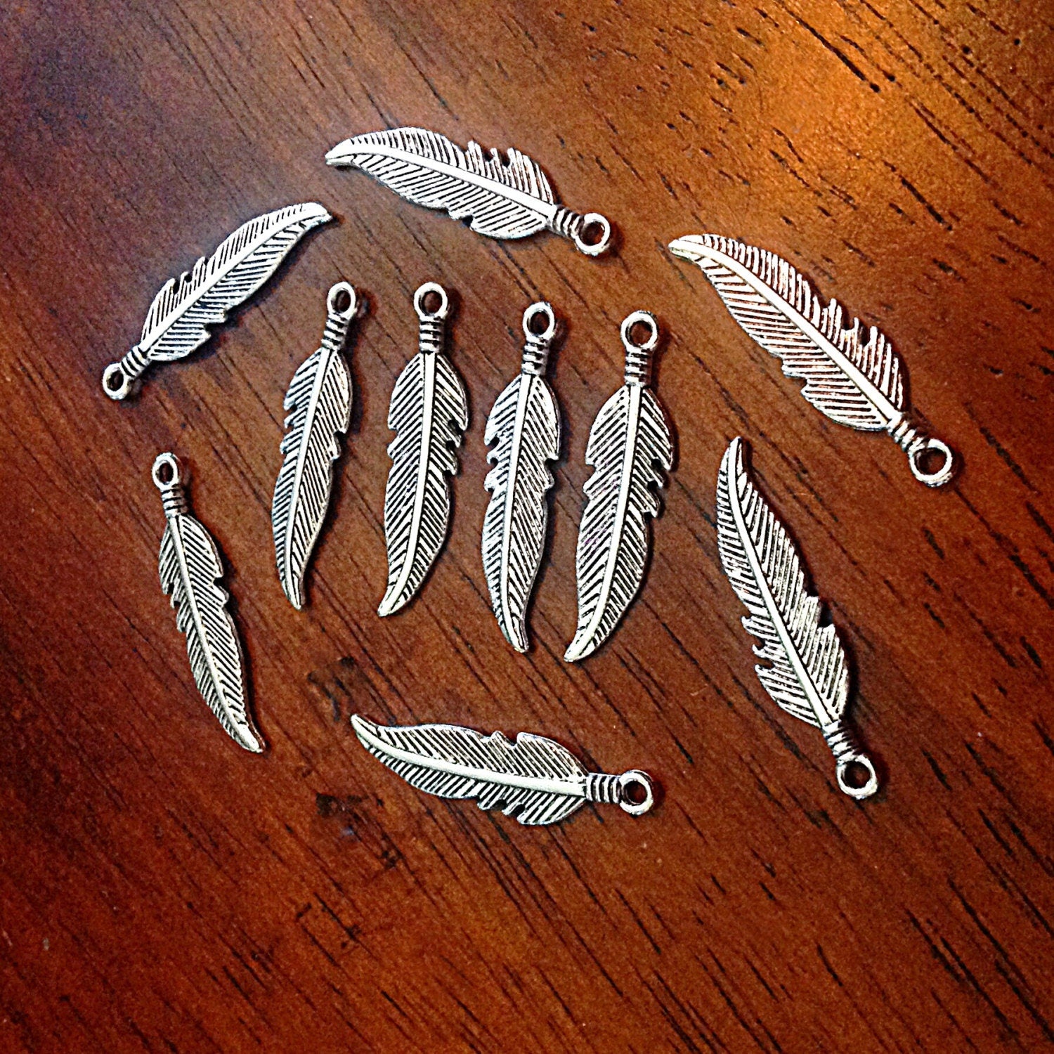 Bulk 25 Feather Charms, Antique Silver Wing, Double Sided Feather Charms, Silver Feather Charms, Craft and Jewelry Supplies, Findings