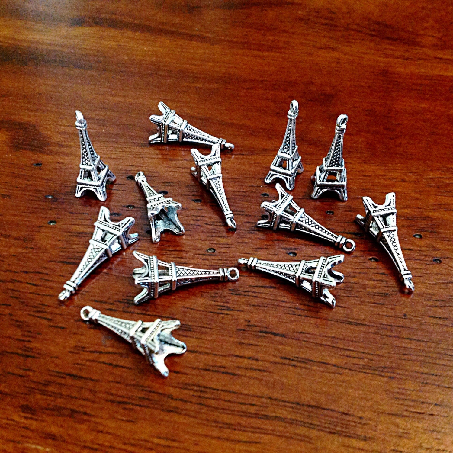 20pcs Eiffel Tower Charms, Antique Silver Charms, Double Sided Eiffel Tower Charm, 3-D Eiffel Tower, Paris Charms, European Charms, Findings