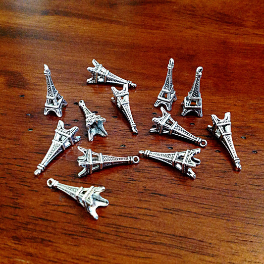 20pcs Eiffel Tower Charms, Antique Silver Charms, Double Sided Eiffel Tower Charm, 3-D Eiffel Tower, Paris Charms, European Charms, Findings