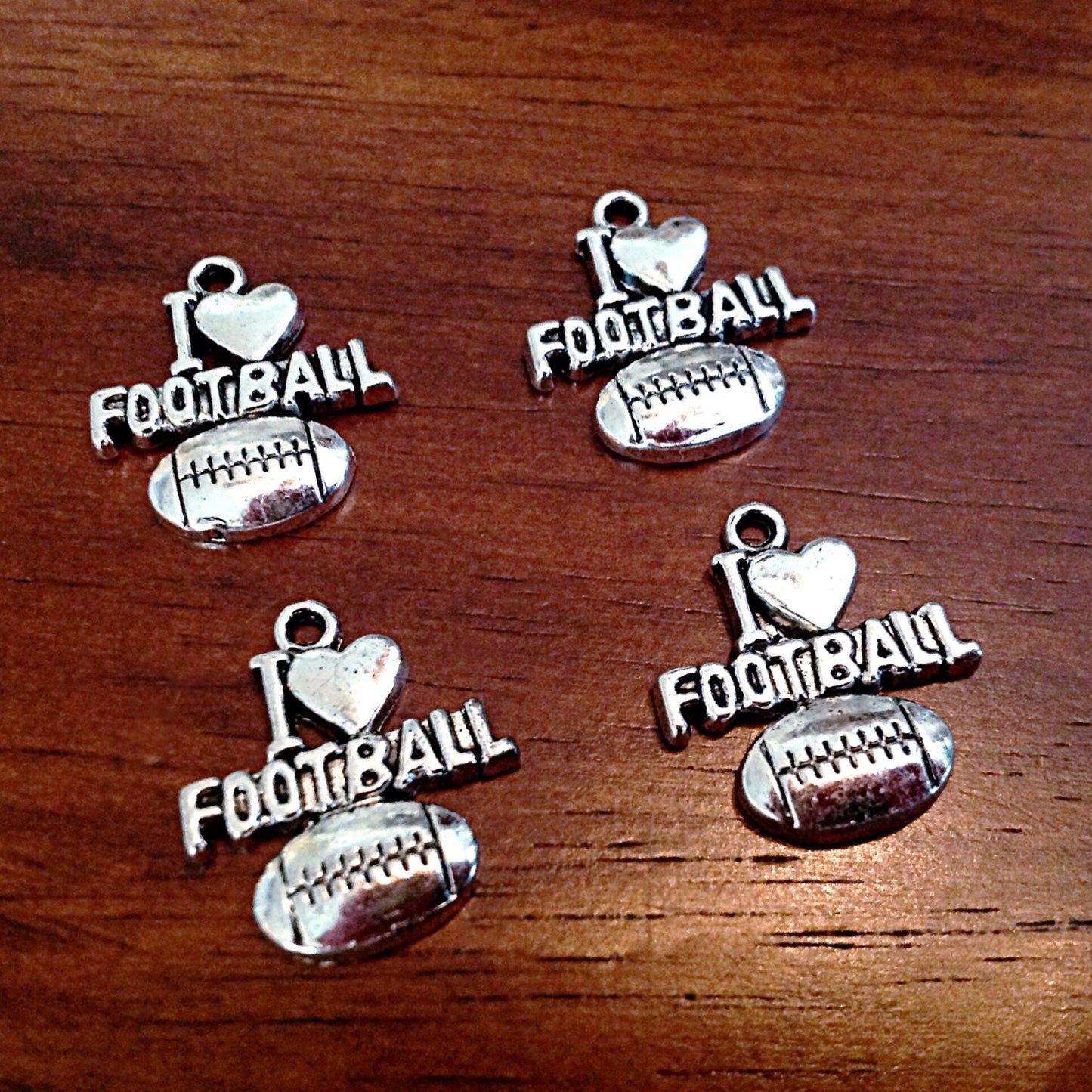 Bulk 20 I Love Football Charms, Football Charms, I Love Football Charms, Cheer Charms, Sports Charms, Craft and Jewelry Supplies, Findings