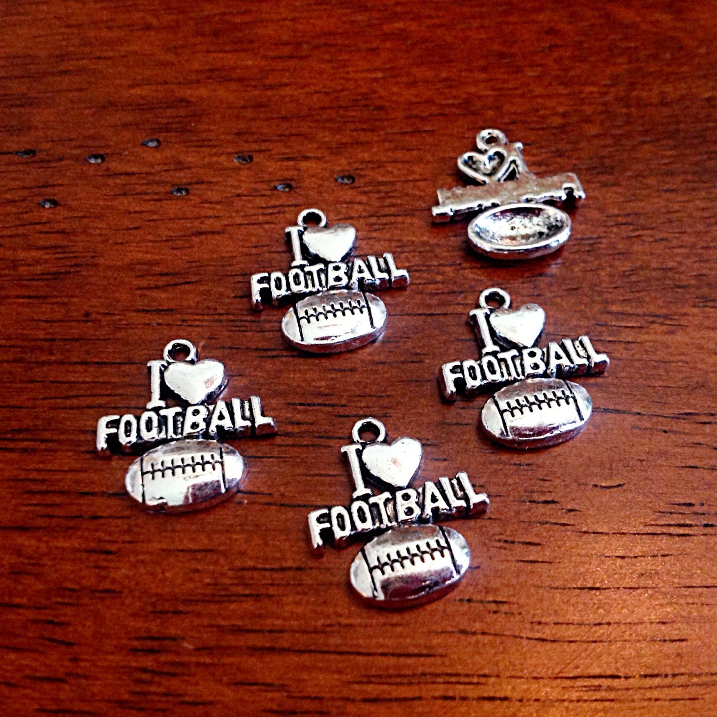 12 I Love Football Charms, Football Charms, I Love Football Charms, Cheer Charms, Sports Charms, Craft and Jewelry Supplies, Findings