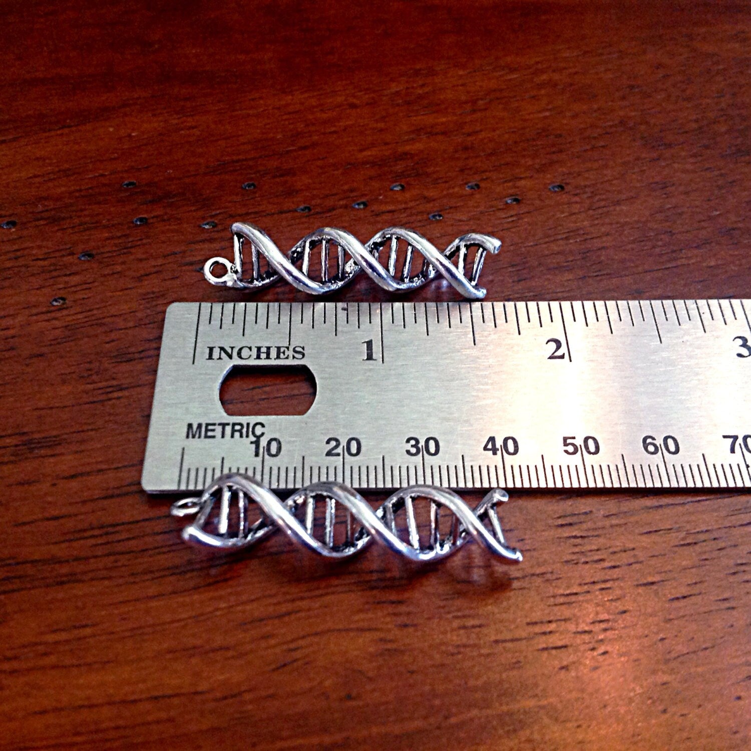 4 DNA Charms, Antique Silver Charms, 3D DNA Charms, Helix Charms, Genetics Charms, Science Lab Charms, Findings, Craft and Jewelry Supplies