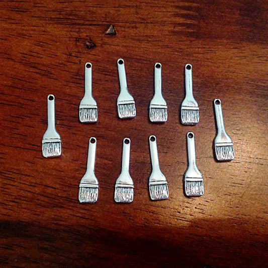 Paint Brush Charms, 40pcs, Artist Charms, Antique Silver Charms, Paint Brush Charms, Handyman Tools Charms, Tools Charms, Findings