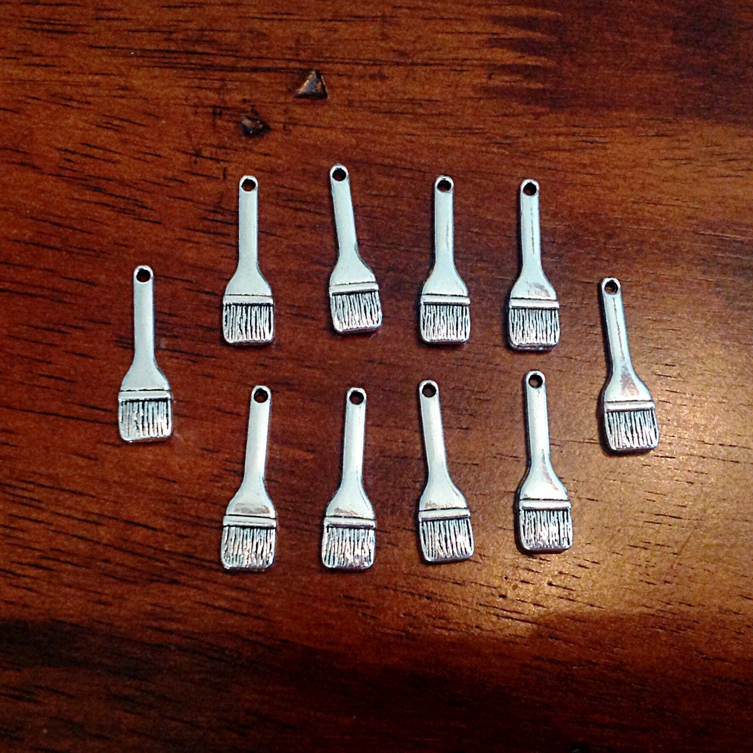 Paint Brush Charms, 25pcs, Antique Silver Charms, Paint Brush Charms, Carpenter Charms, Tools Charms, Findings, Jewelry and Craft Supplies