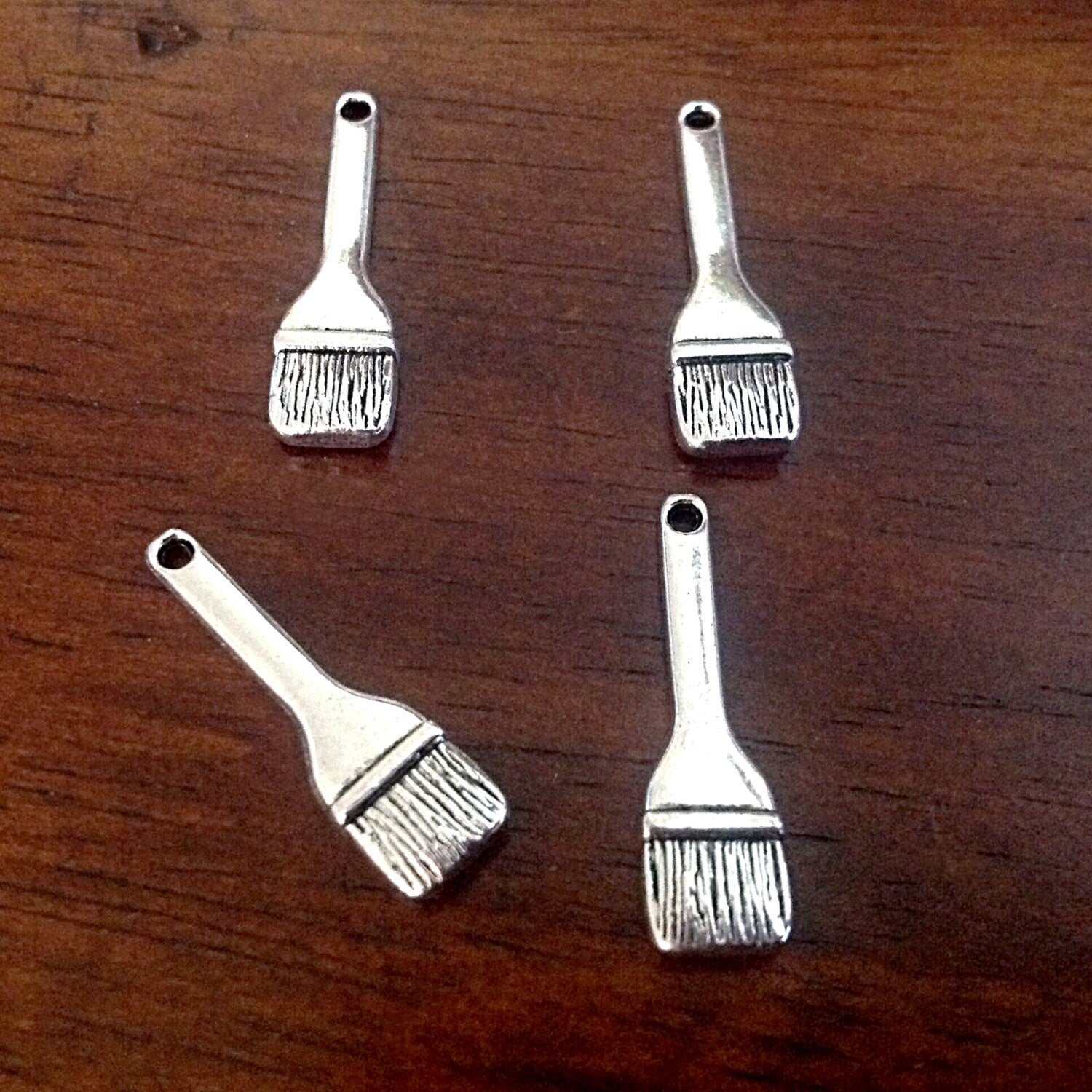 Paint Brush Charms, 25pcs, Antique Silver Charms, Paint Brush Charms, Carpenter Charms, Tools Charms, Findings, Jewelry and Craft Supplies