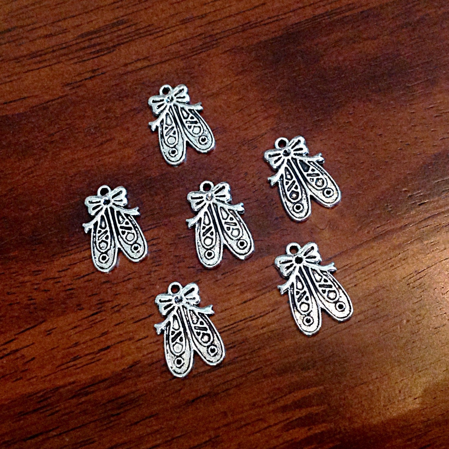 12 Ballet Shoes Charms, Antique Silver Charms, Ballerina Shoes Charms, Ballet Shoe Charms, Craft and Jewelry Supplies, Findings
