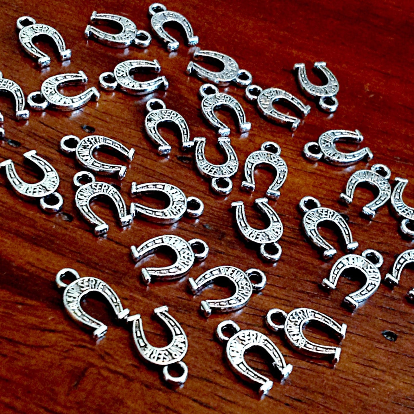 50pcs, Horseshoe Charms, Silver Horseshoe Charms, Antique Silver Charms, Lucky Charms, Tiny Horseshoe Charms, Good Luck Charms, BUENR SERIE