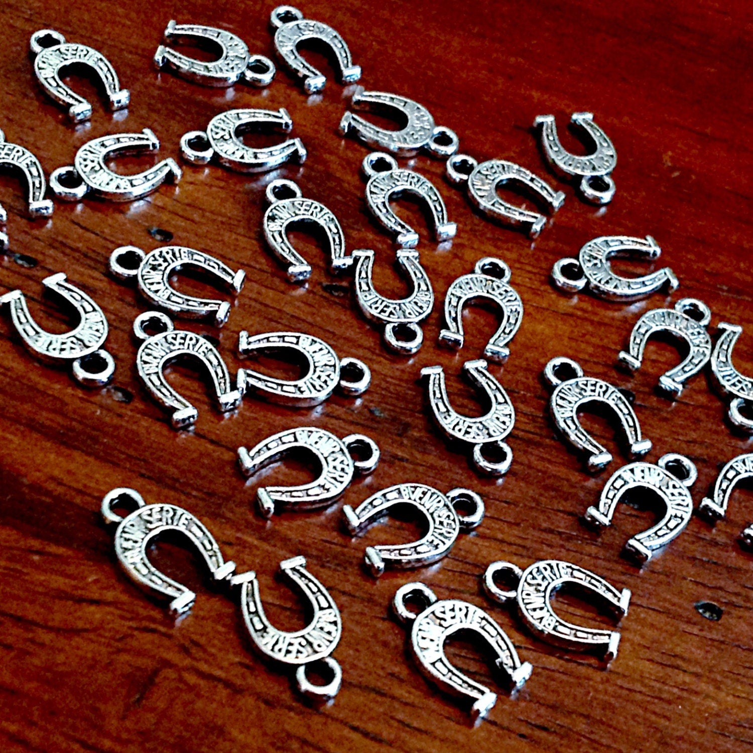 50pcs, Horseshoe Charms, Silver Horseshoe Charms, Antique Silver Charms, Lucky Charms, Tiny Horseshoe Charms, Good Luck Charms, BUENR SERIE