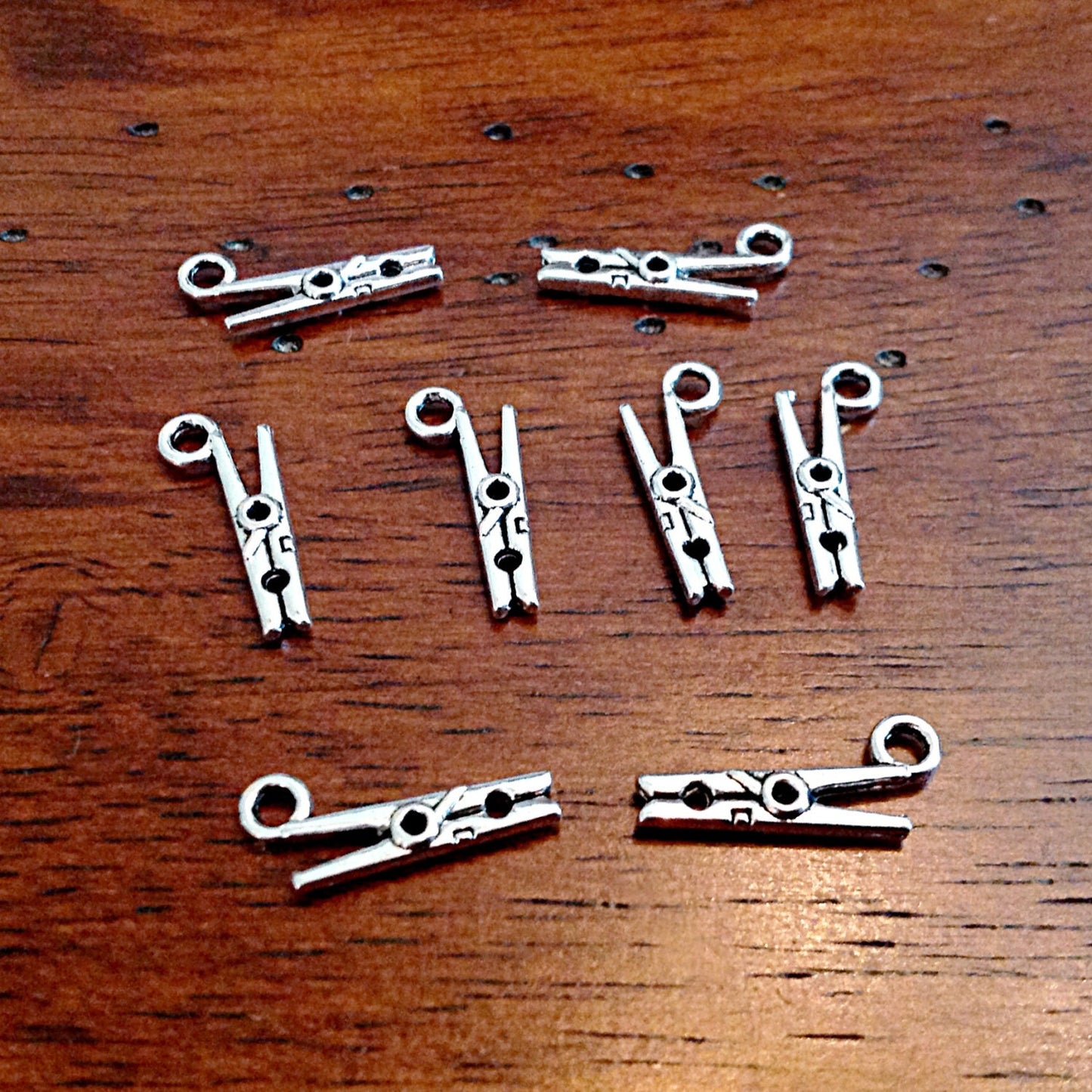 25pcs, Clothes Pin Charms, Antique Silver Charms, Clothespin Charms, Clothes Clip Charms, Sewing Charms, Craft and Jewelry Supplies