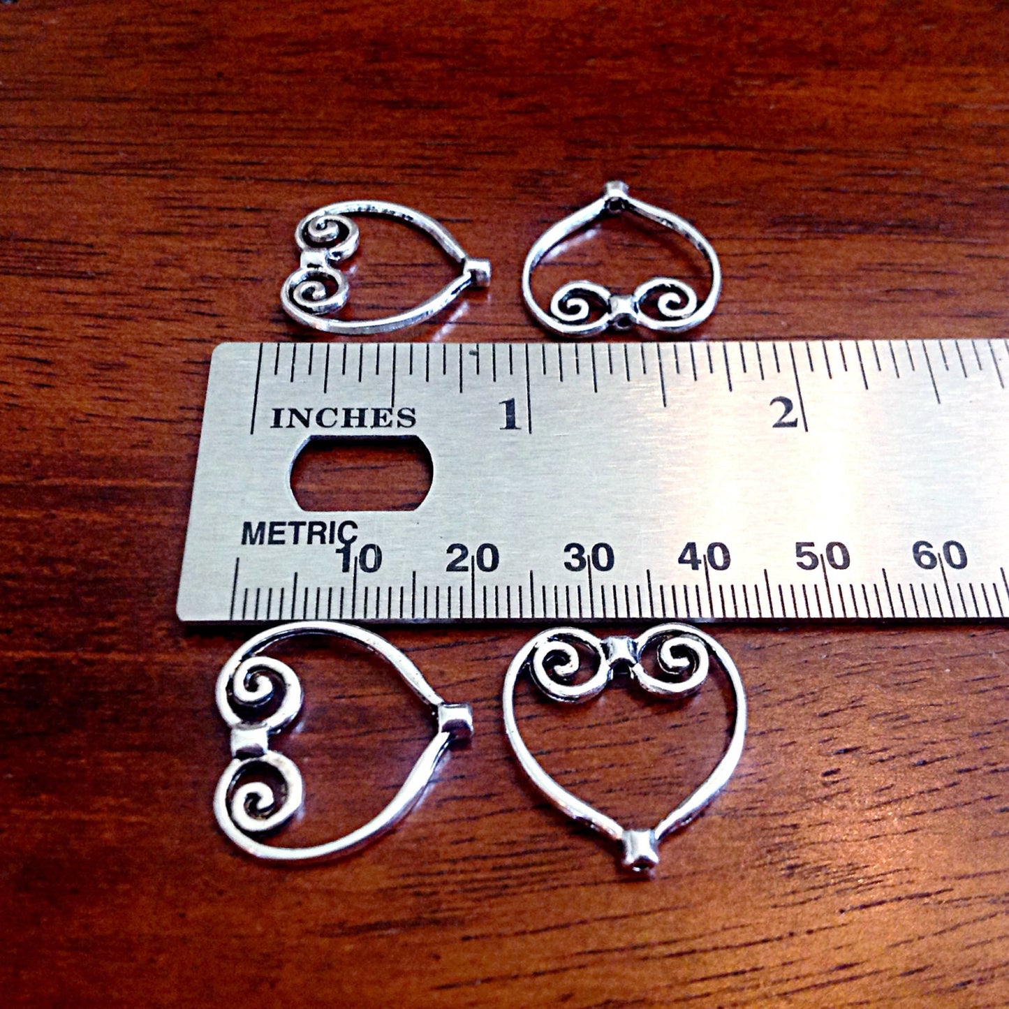 Bulk 15 Heart Charms, Antique Silver Charms, Silver Heart Connector Charms, Open Heart Connecter Charms, Craft and Jewelry Supplies