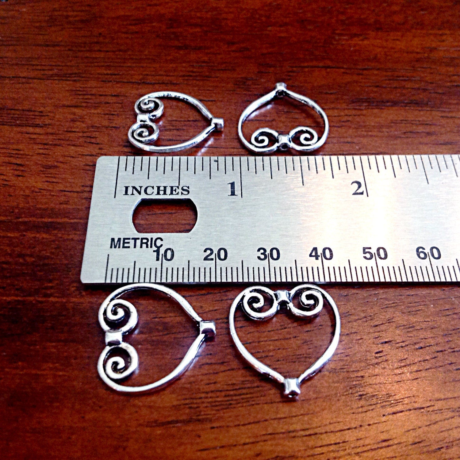 Bulk 15 Heart Charms, Antique Silver Charms, Silver Heart Connector Charms, Open Heart Connecter Charms, Craft and Jewelry Supplies