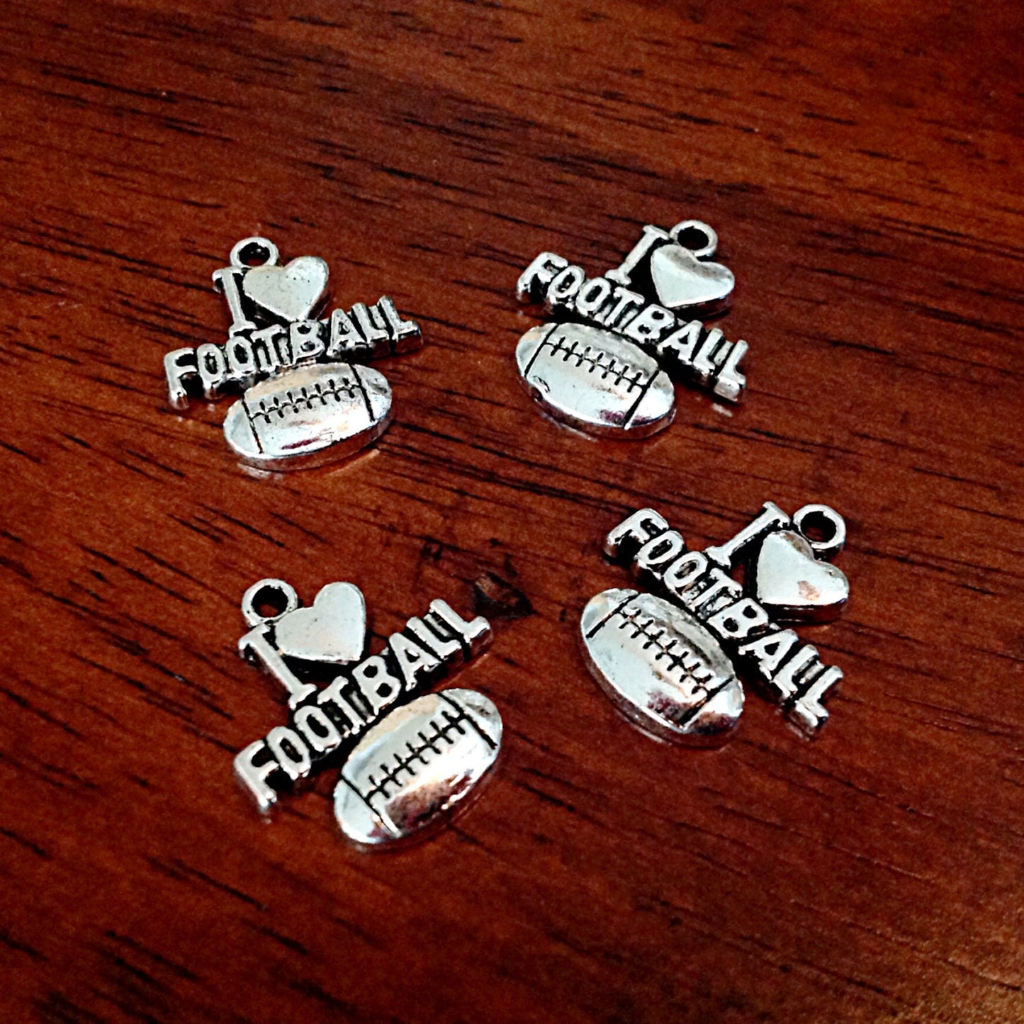 Bulk 20 I Love Football Charms, Football Charms, I Love Football Charms, Cheer Charms, Sports Charms, Craft and Jewelry Supplies, Findings