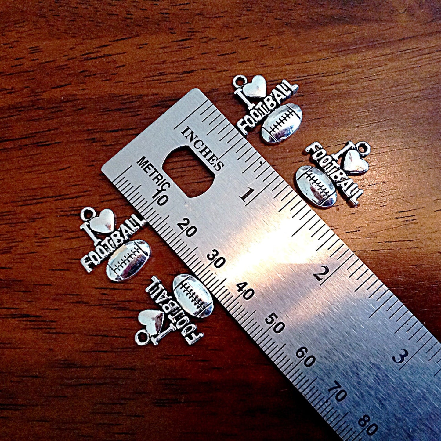 12 I Love Football Charms, Football Charms, I Love Football Charms, Cheer Charms, Sports Charms, Craft and Jewelry Supplies, Findings