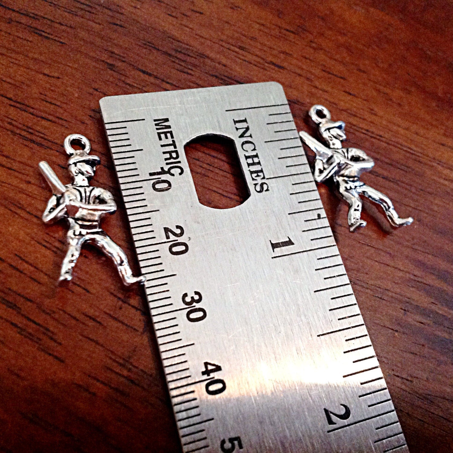 12 Baseball Player Charms, Antique Silver Charms, Baseball Charms, 3-D Baseball Player Charms, Craft and Jewelry Supplies, Findings