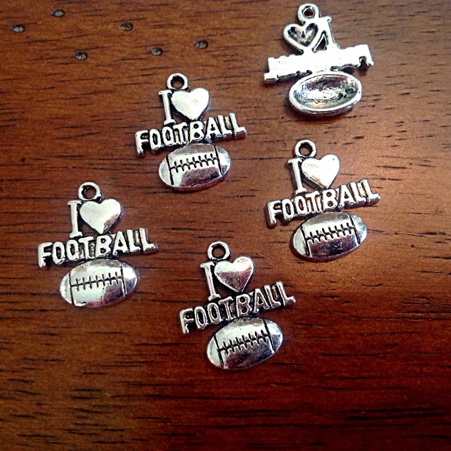 12 I Love Football Charms, Football Charms, I Love Football Charms, Cheer Charms, Sports Charms, Craft and Jewelry Supplies, Findings