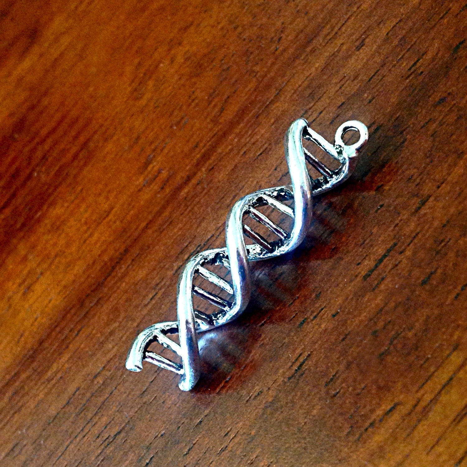 4 DNA Charms, Antique Silver Charms, 3D DNA Charms, Helix Charms, Genetics Charms, Science Lab Charms, Findings, Craft and Jewelry Supplies