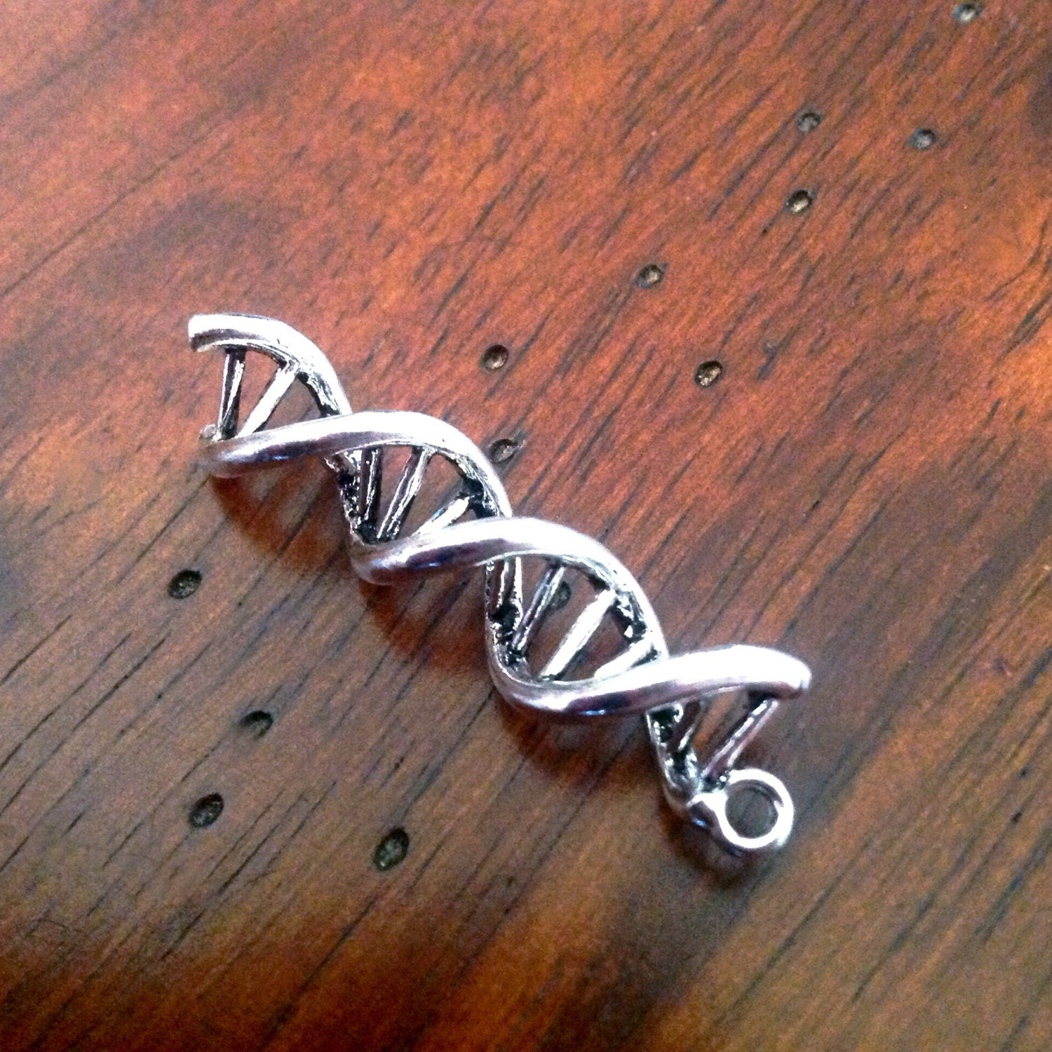 4 DNA Charms, Antique Silver Charms, 3D DNA Charms, Helix Charms, Genetics Charms, Science Lab Charms, Findings, Craft and Jewelry Supplies