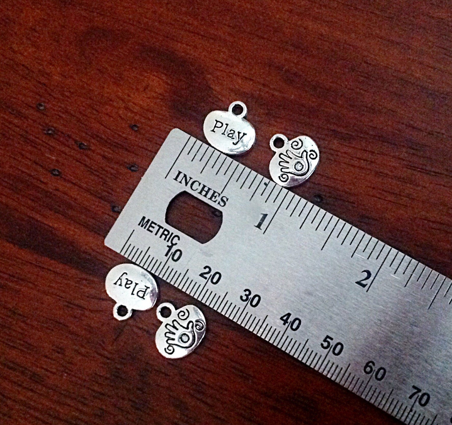 Bulk 20 Play Charms, Charms Bulk, Baby Charms, Double Sided Word Charms, Hand Charms, Findings, Craft and Jewelry Supplies