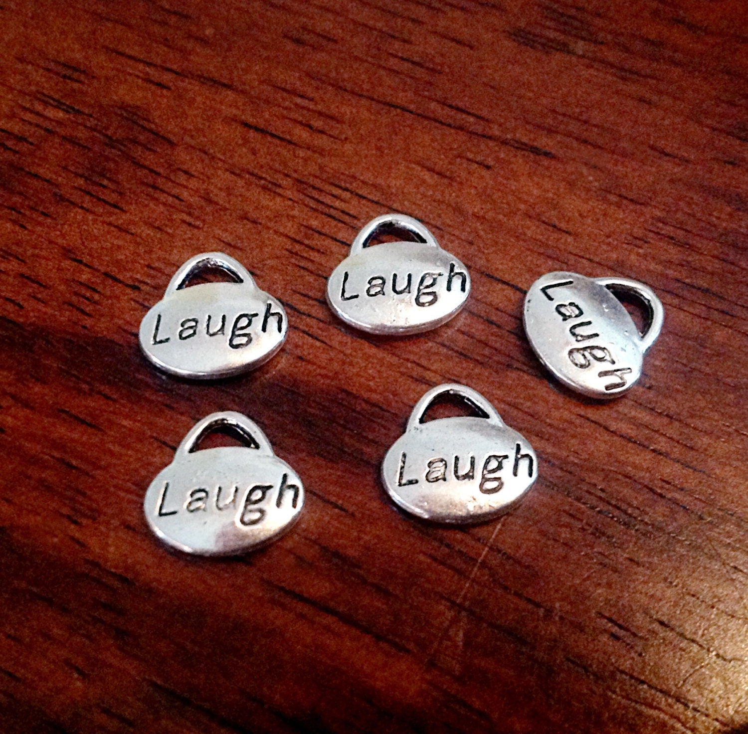 Bulk 20 Laugh Charms, Charms Bulk, Laugh Charms, Double Sided Word Charms, Baby Charms, Findings, Craft and Jewelry Supplies