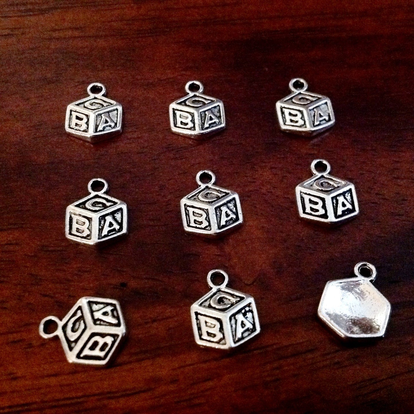 Bulk 25 Baby Blocks Charms, Antique Silver Charms, Baby Shower Charms, Alphabet Charms, ABC Charms, Charms, Craft and Jewelry Supplies