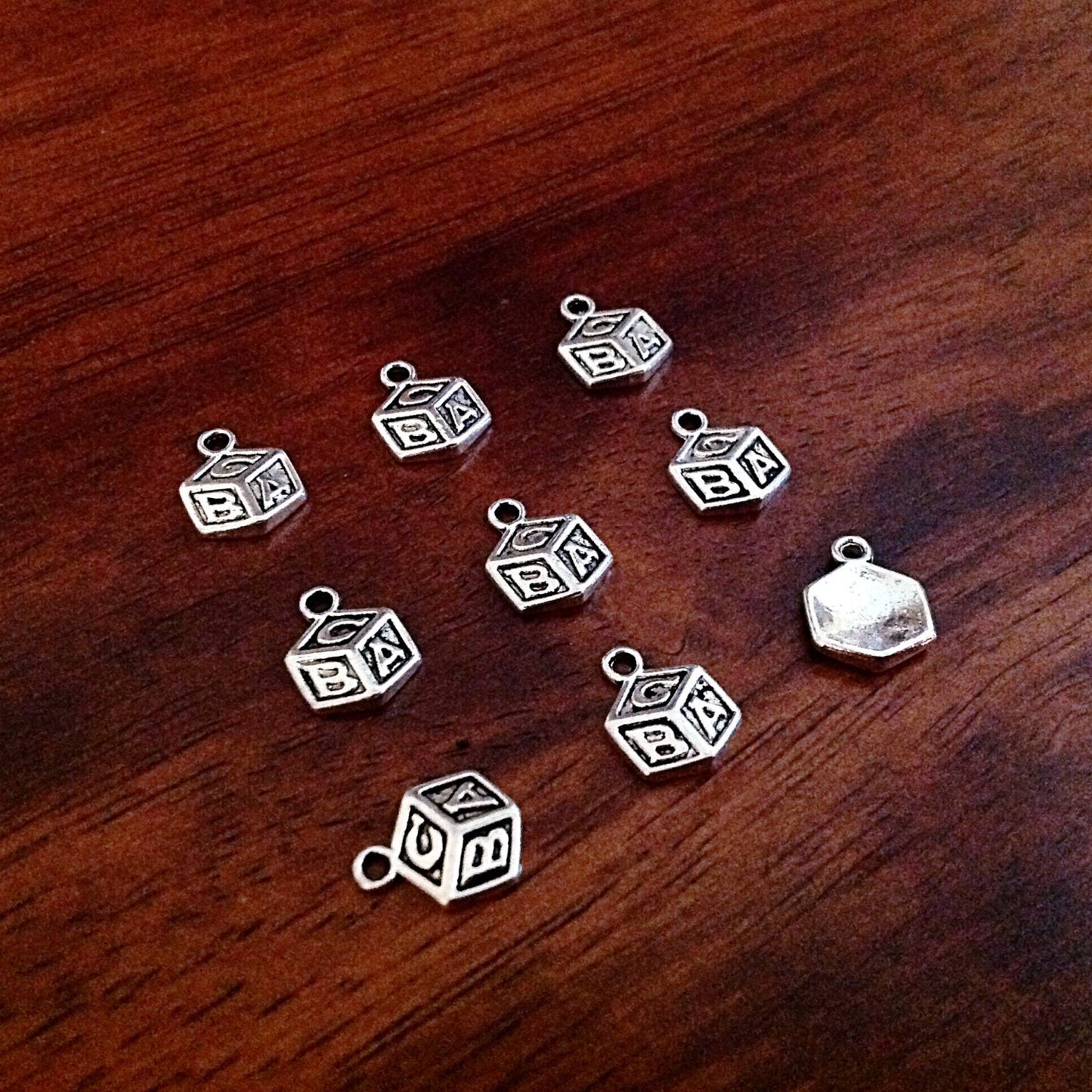 Bulk 25 Baby Blocks Charms, Antique Silver Charms, Baby Shower Charms, Alphabet Charms, ABC Charms, Charms, Craft and Jewelry Supplies