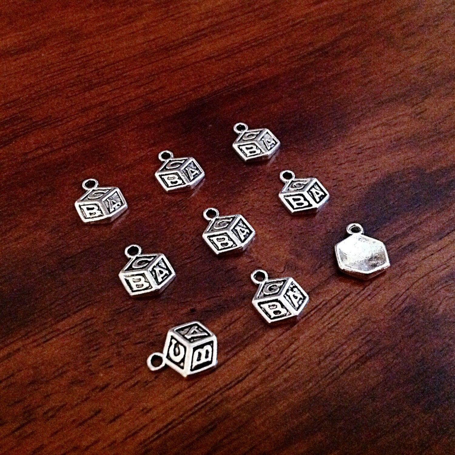 Bulk 25 Baby Blocks Charms, Antique Silver Charms, Baby Shower Charms, Alphabet Charms, ABC Charms, Charms, Craft and Jewelry Supplies