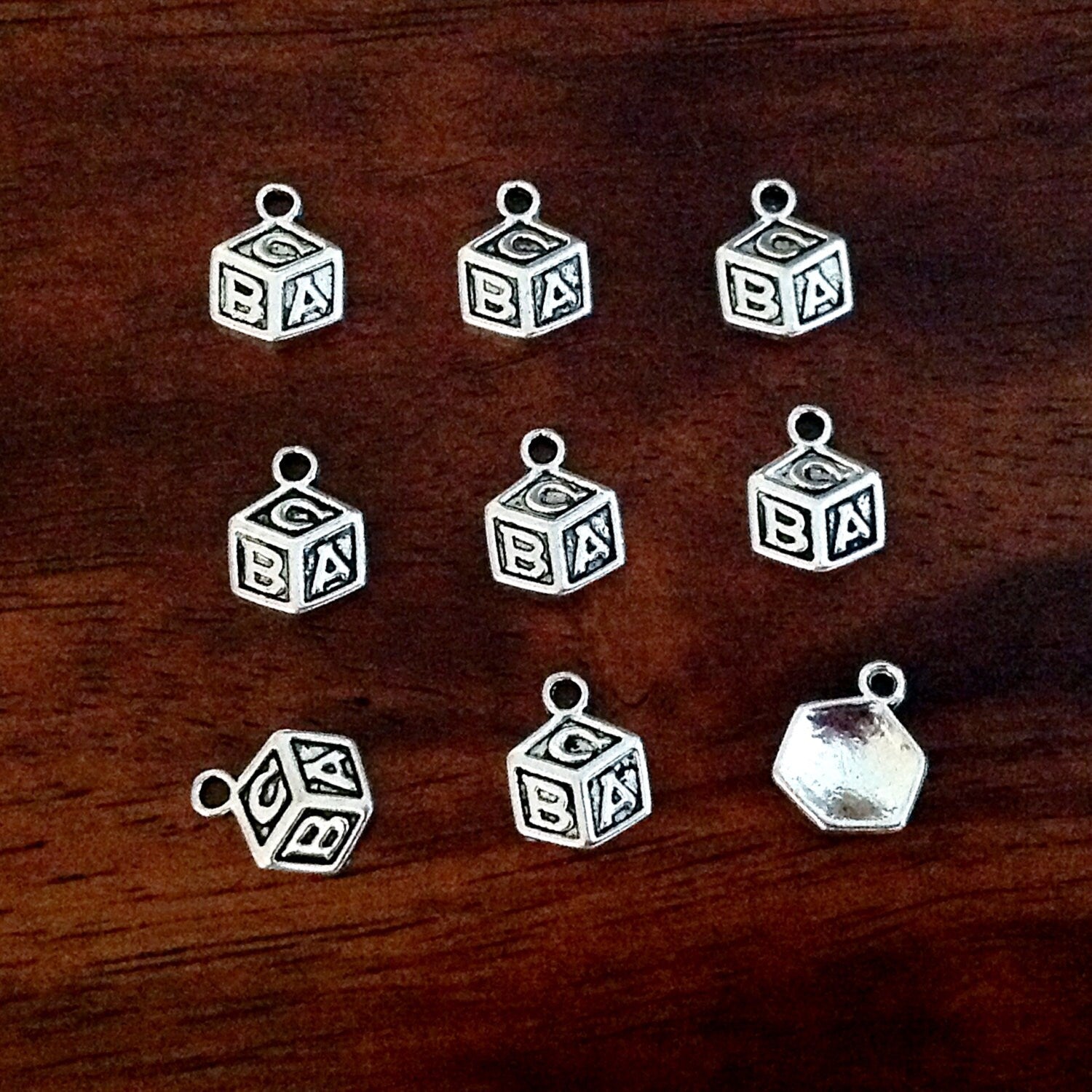 Bulk 25 Baby Blocks Charms, Antique Silver Charms, Baby Shower Charms, Alphabet Charms, ABC Charms, Charms, Craft and Jewelry Supplies
