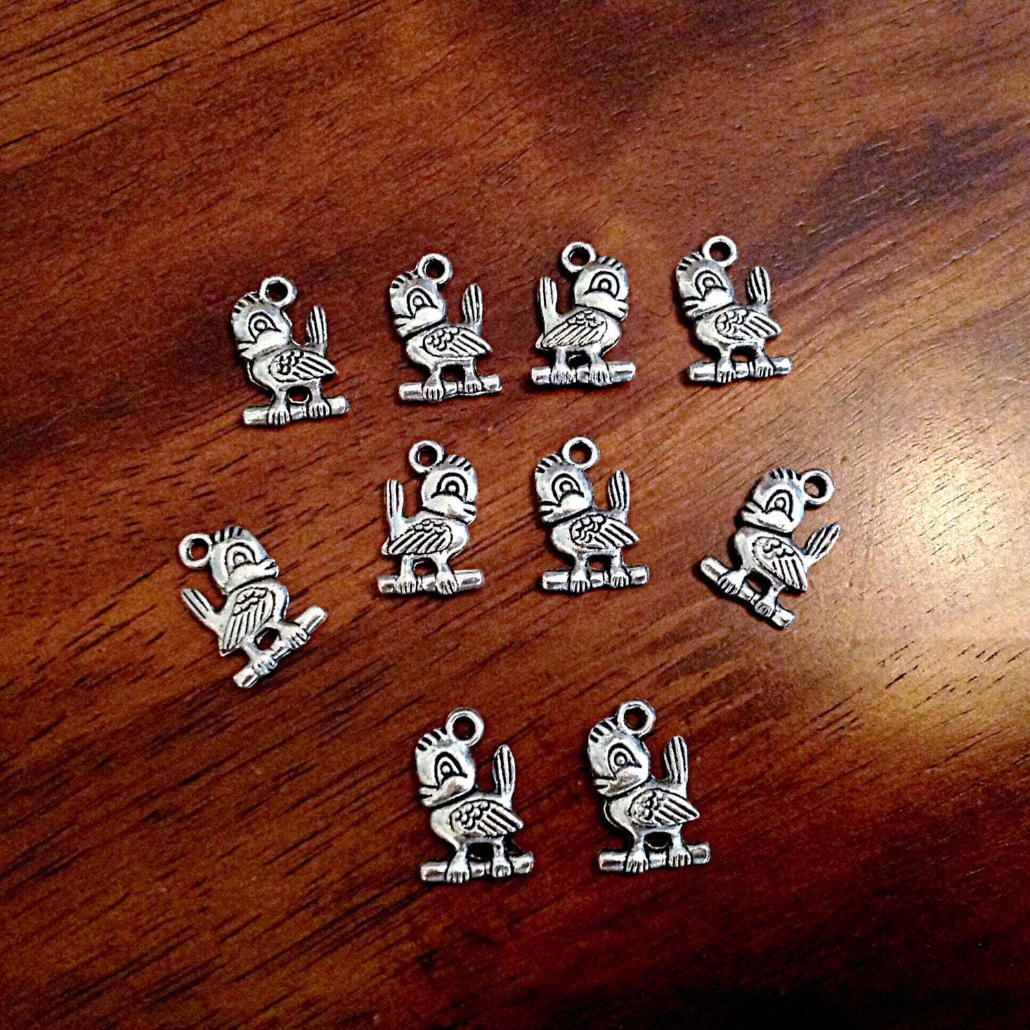 Bulk 15 Bird Charms, Antique Silver Charms, Baby Bird Charms, Double Sided Duck Charms, Rubber Duck Charms, Craft and Jewelry Supplies