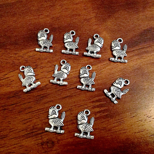 Bulk 15 Bird Charms, Antique Silver Charms, Baby Bird Charms, Double Sided Duck Charms, Rubber Duck Charms, Craft and Jewelry Supplies