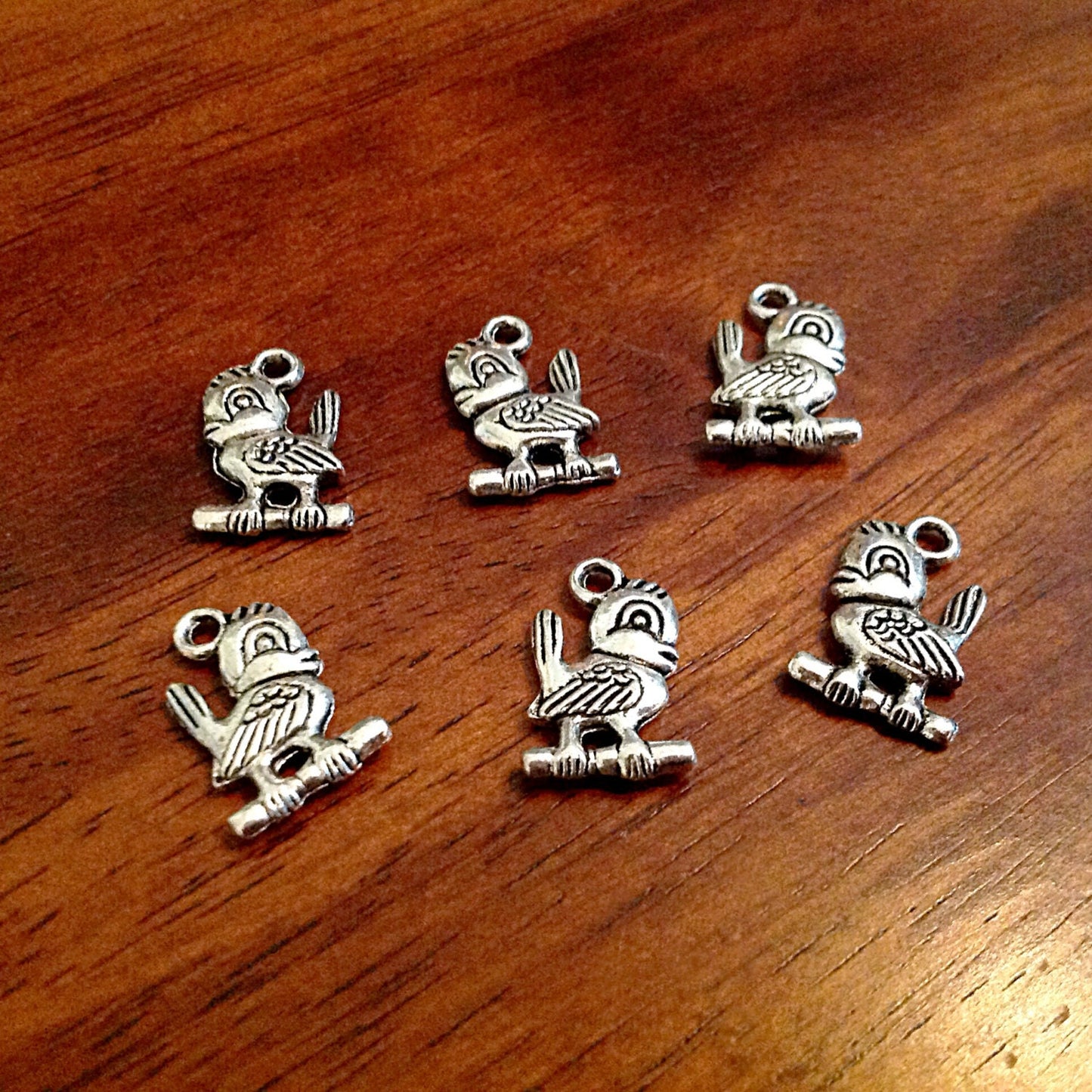 Bulk 15 Bird Charms, Antique Silver Charms, Baby Bird Charms, Double Sided Duck Charms, Rubber Duck Charms, Craft and Jewelry Supplies