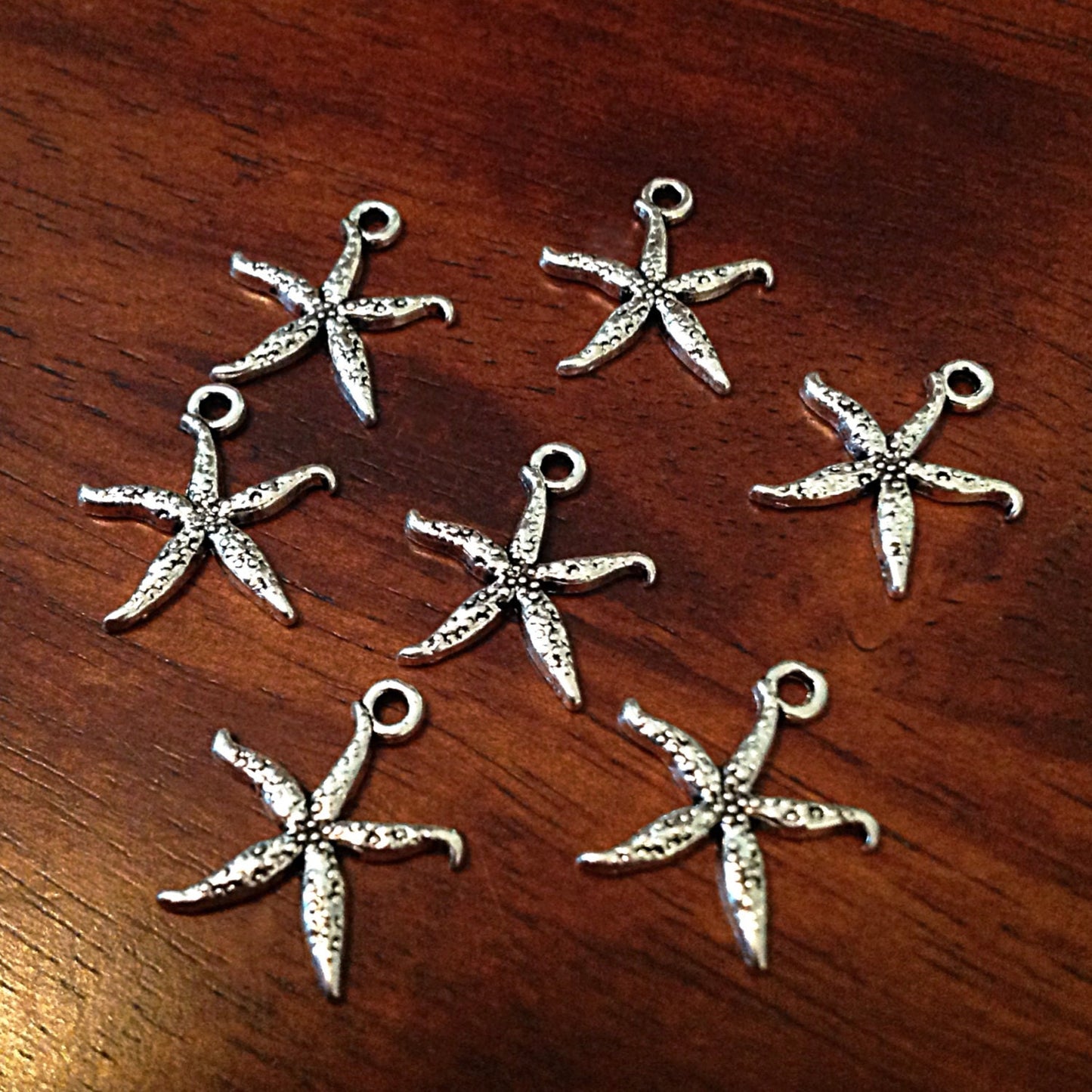 25pcs, Starfish Charms, Antique Silver Charms, Starfish, Star Fish Charms, Sea Shell Charms, Beach Charms, Jewelry and Craft Supplies