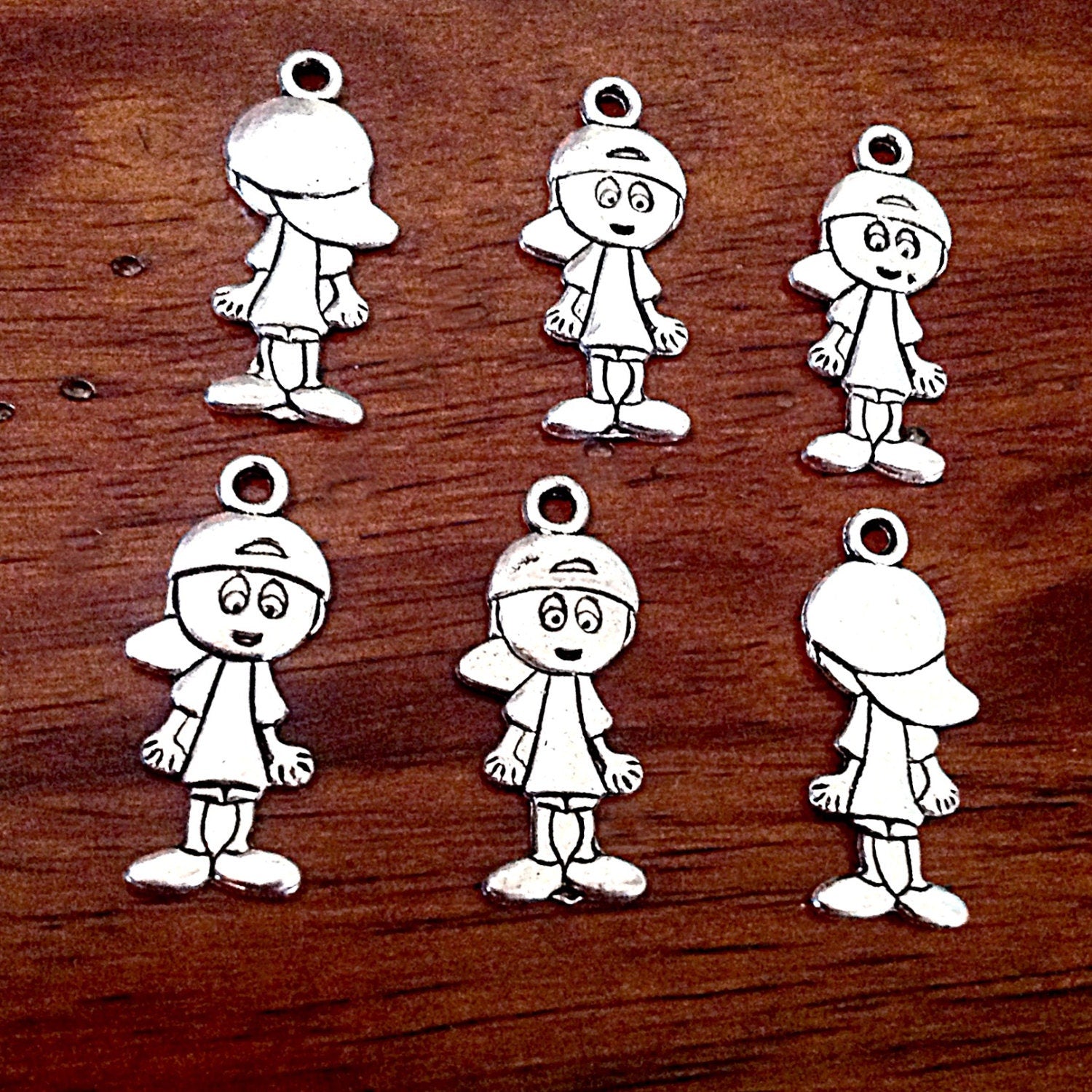 15pcs Large Boy Charms, Antique Silver Charms, Large Boy Charms, Baby Charms, Double Sided Boy Charm, Findings, Jewelry & Craft Supplies
