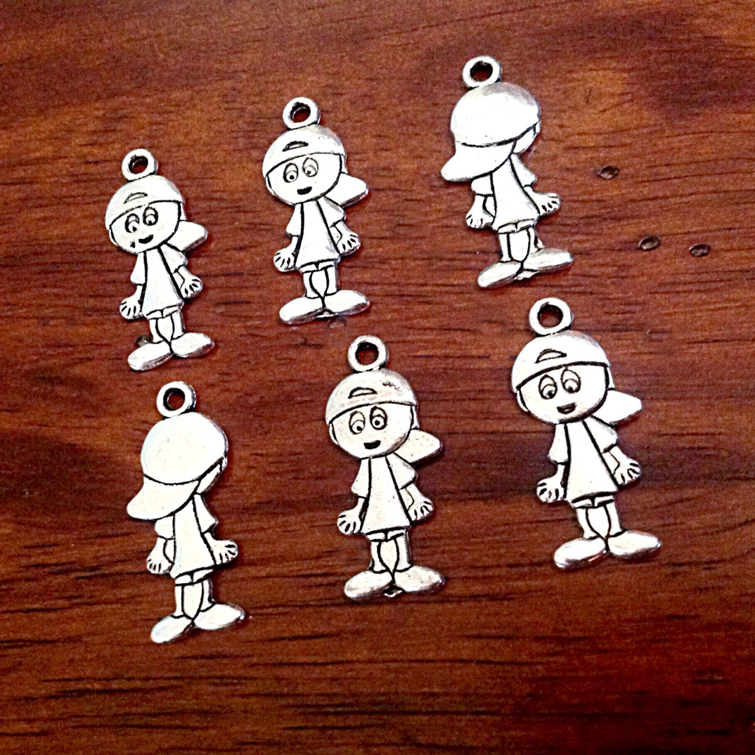 15pcs Large Boy Charms, Antique Silver Charms, Large Boy Charms, Baby Charms, Double Sided Boy Charm, Findings, Jewelry & Craft Supplies