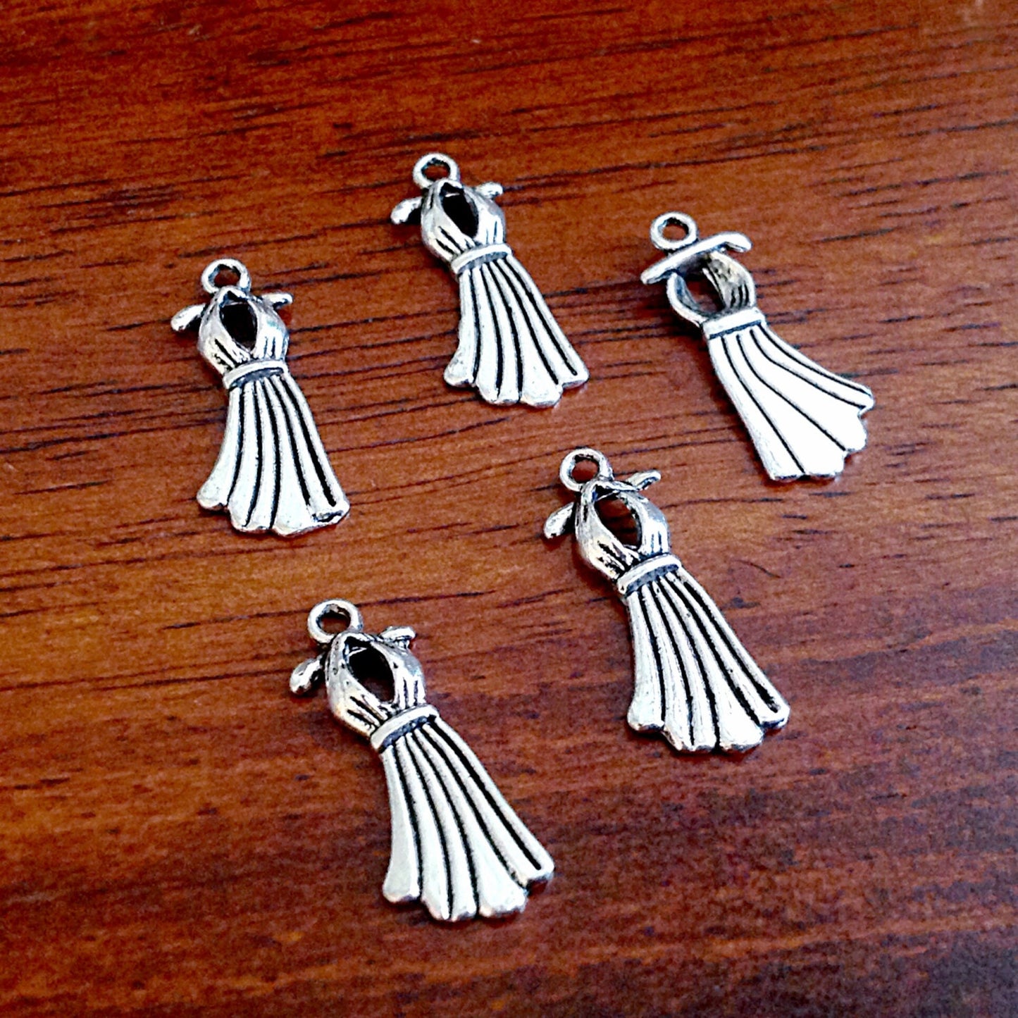 25pcs, Dress Charms, Antique Silver Charms, Silver Dress Charms, Dress Pendants, Double Sided Charms, Craft and Jewelry Supplies, Findings