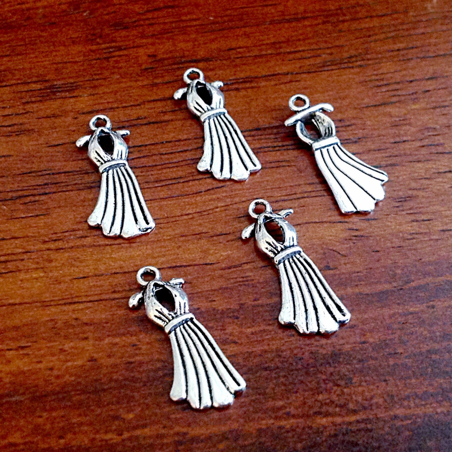 25pcs, Dress Charms, Antique Silver Charms, Silver Dress Charms, Dress Pendants, Double Sided Charms, Craft and Jewelry Supplies, Findings