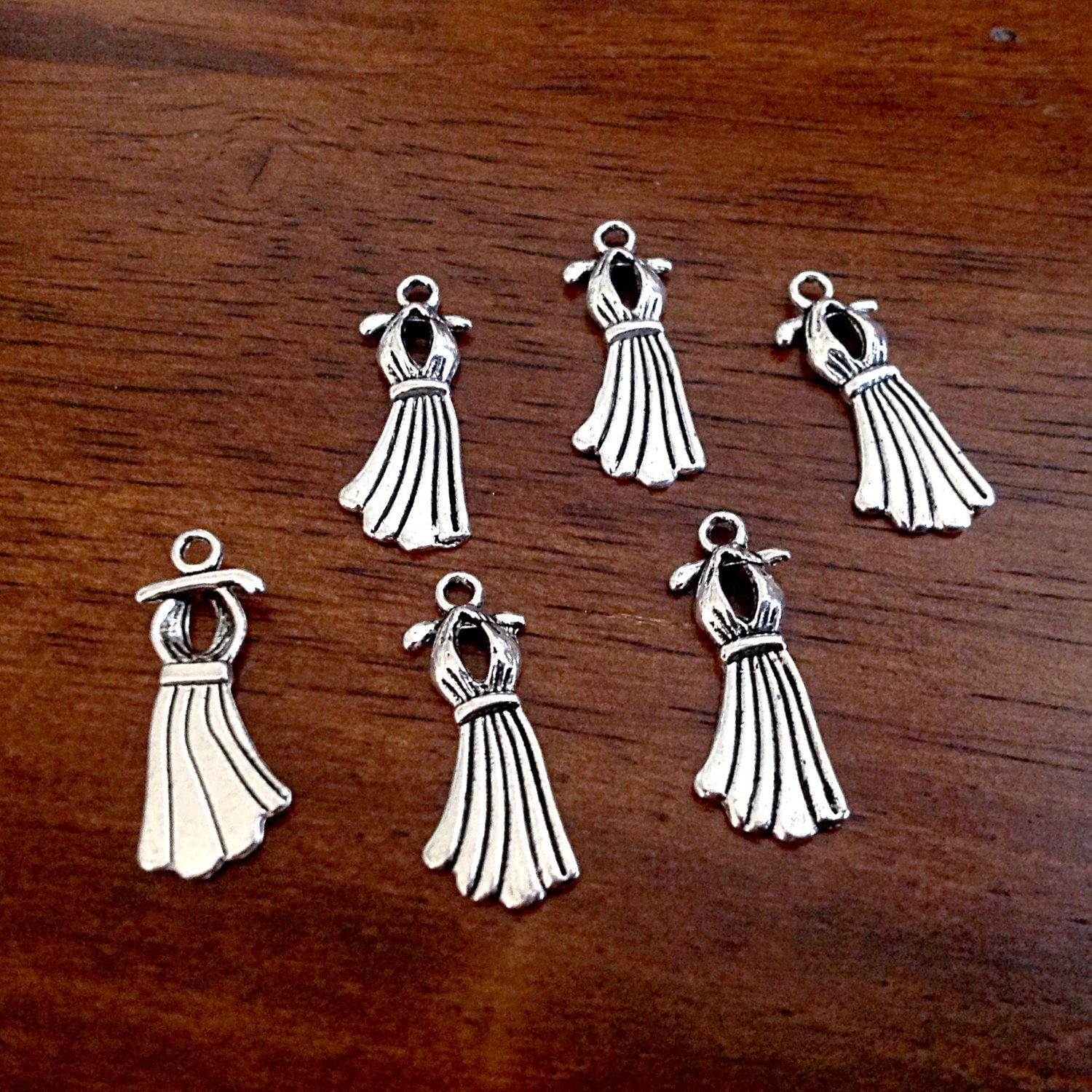 25pcs, Dress Charms, Antique Silver Charms, Silver Dress Charms, Dress Pendants, Double Sided Charms, Craft and Jewelry Supplies, Findings