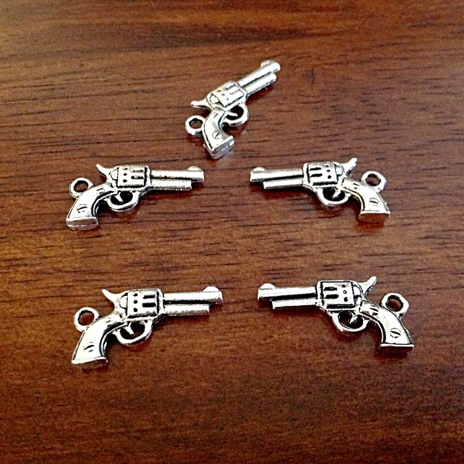 20pcs, Pistol Charms, Antique Silver Charm, 3D Pistol Charms, Gun Charms, Double Sided Gun Charms, Jewelry and Craft Supplies, Finding