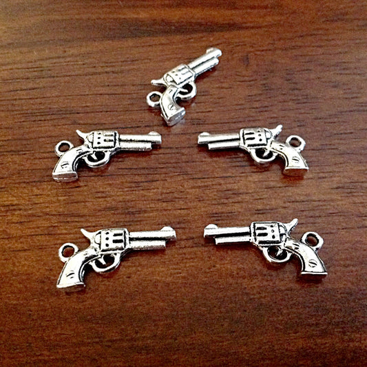 20pcs, Pistol Charms, Antique Silver Charm, 3D Pistol Charms, Gun Charms, Double Sided Gun Charms, Jewelry and Craft Supplies, Finding