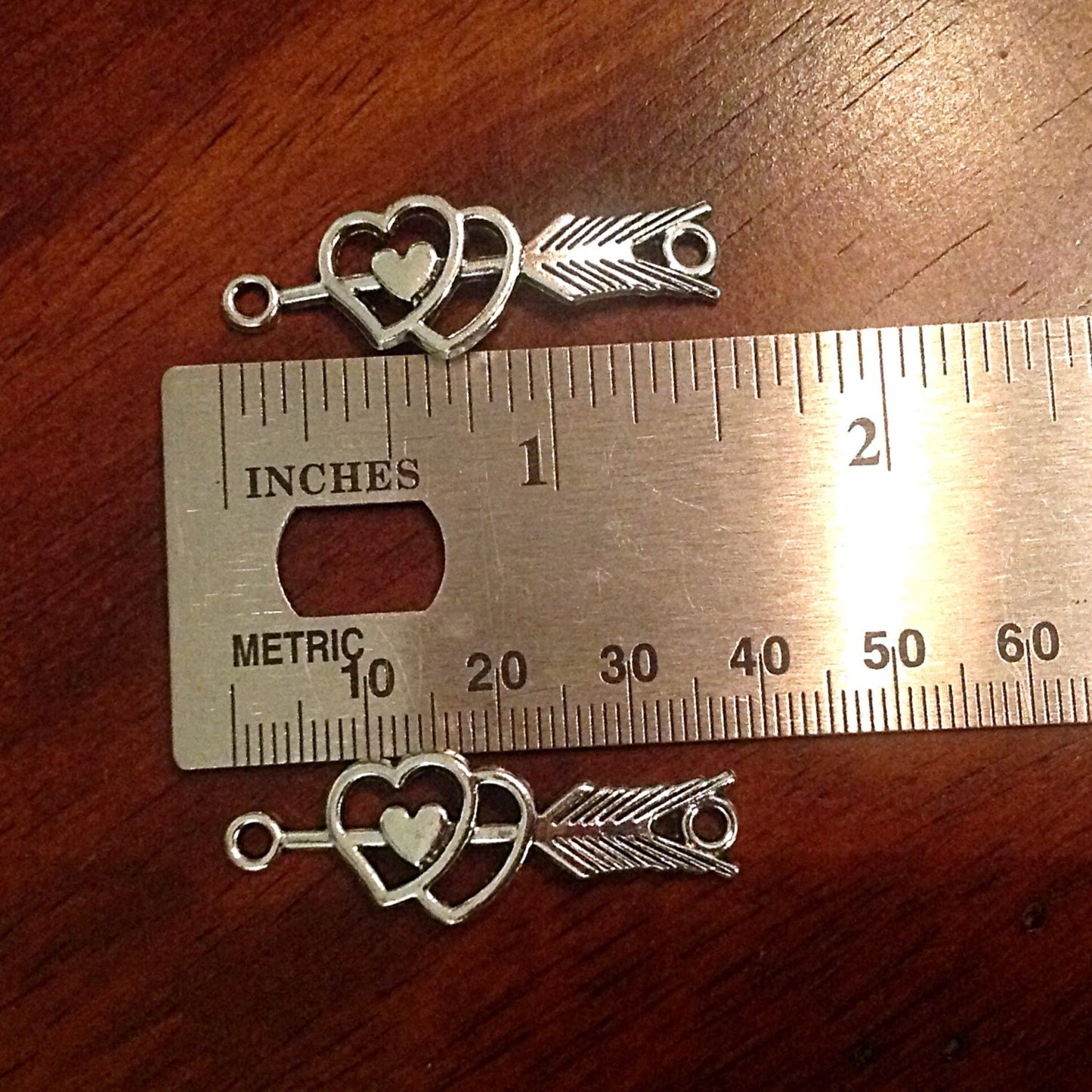 10pcs, 2 Loop Connector Charms, Bracelet Connector Charms, Heart & Arrow Connector Charms, Love Connector Charms, Bracelet Connectors