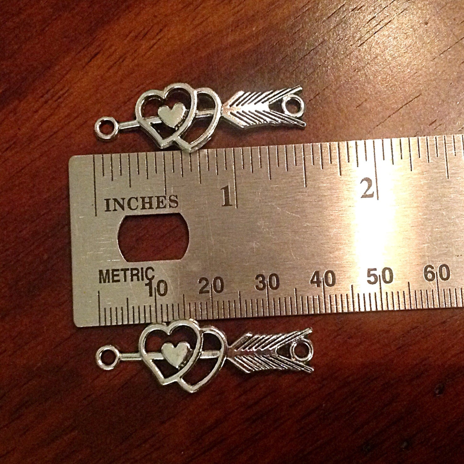 10pcs, 2 Loop Connector Charms, Bracelet Connector Charms, Heart & Arrow Connector Charms, Love Connector Charms, Bracelet Connectors