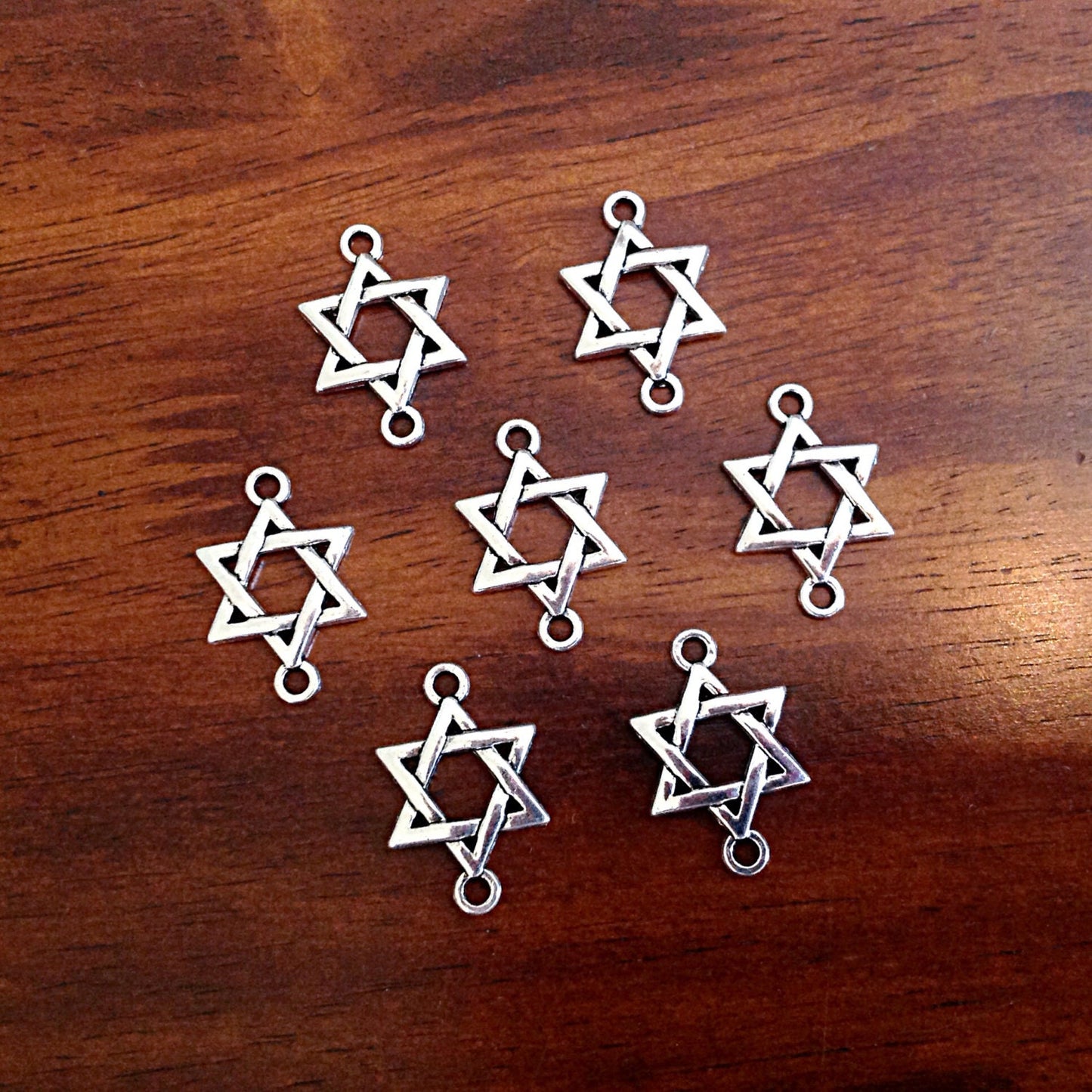 12pcs, Connector Charms, Star of David Connector Charms, Bracelet Connector Charms, Jewish Charms, Bracelet Connectors, Star of David Charm